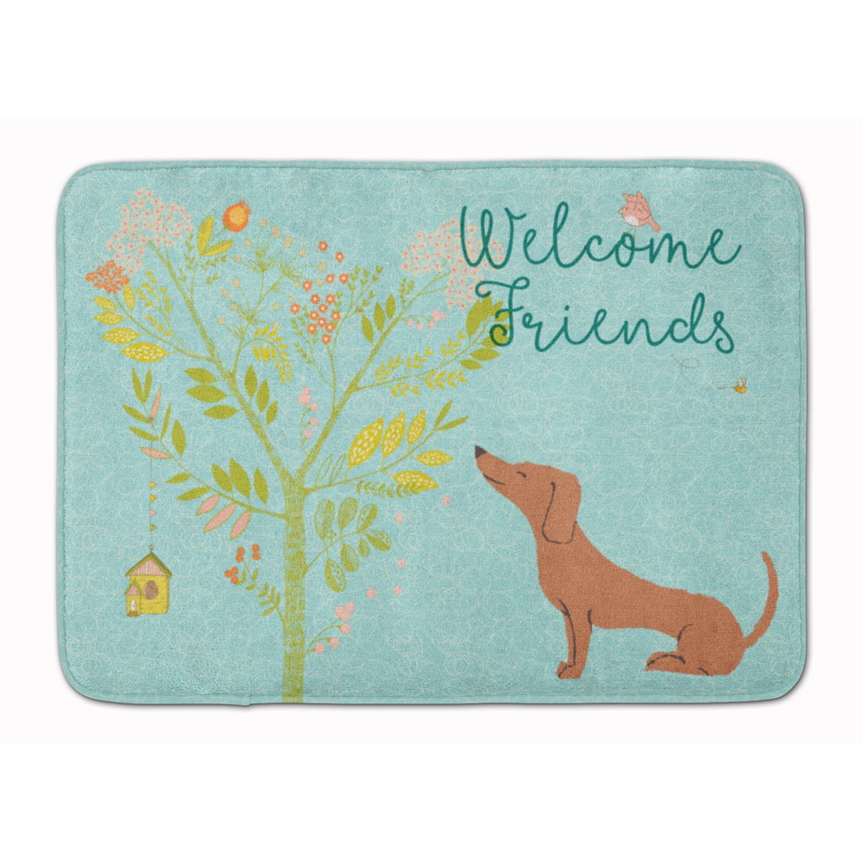 Picture of Carolines Treasures BB7631RUG Welcome Friends Red Dachshund Machine Washable Memory Foam Mat