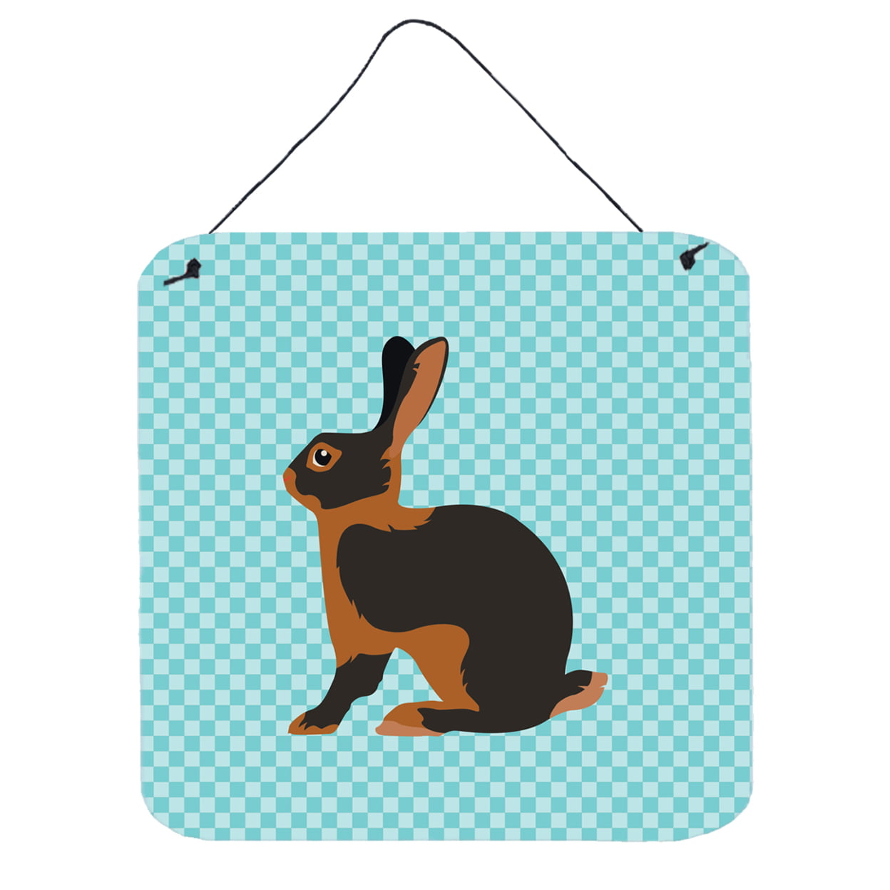Picture of Carolines Treasures BB8137DS66 Tan Rabbit Blue Check Wall or Door Hanging Prints, 6 x 6 in.