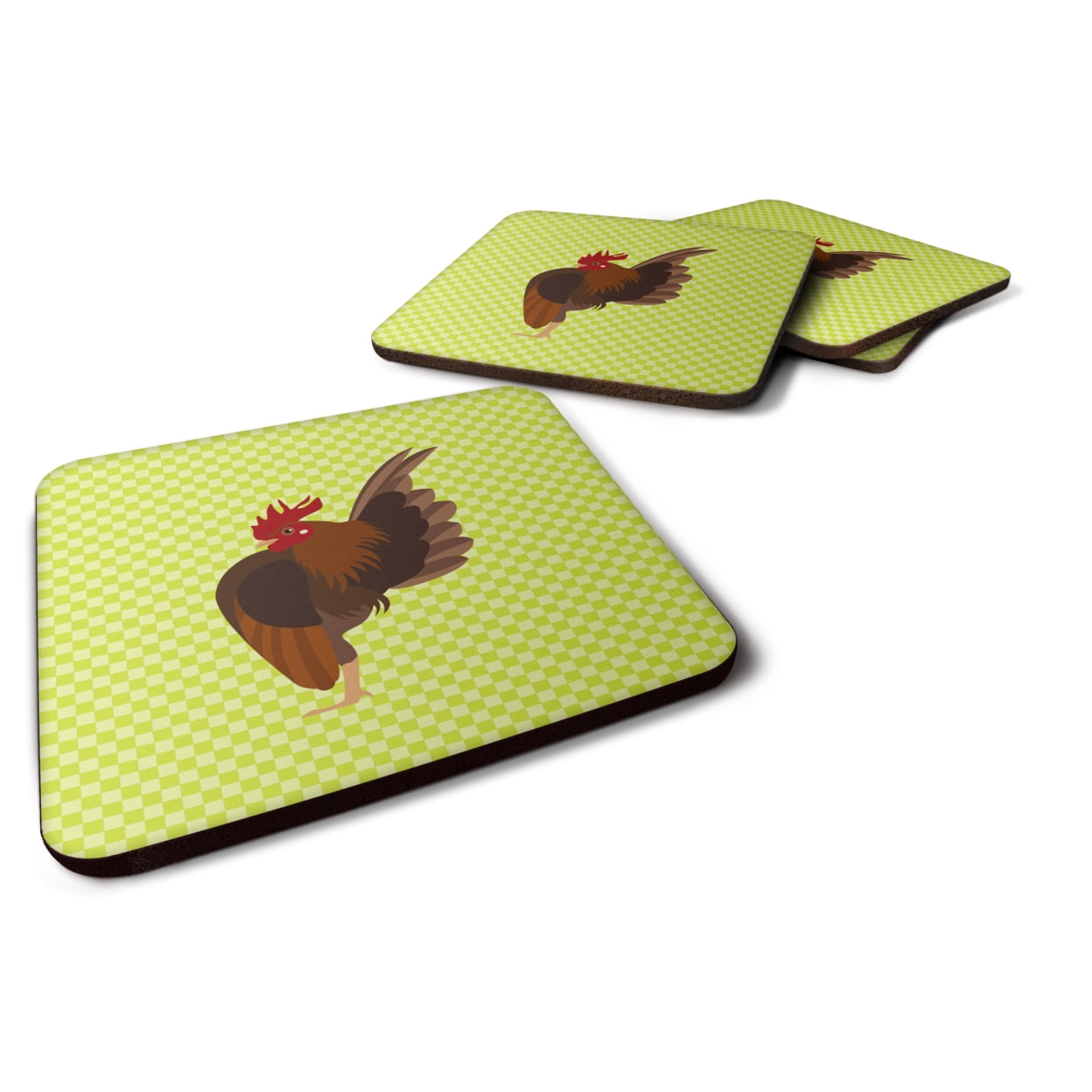 Malaysian Serama Chicken Green Foam Coaster - Set of 4