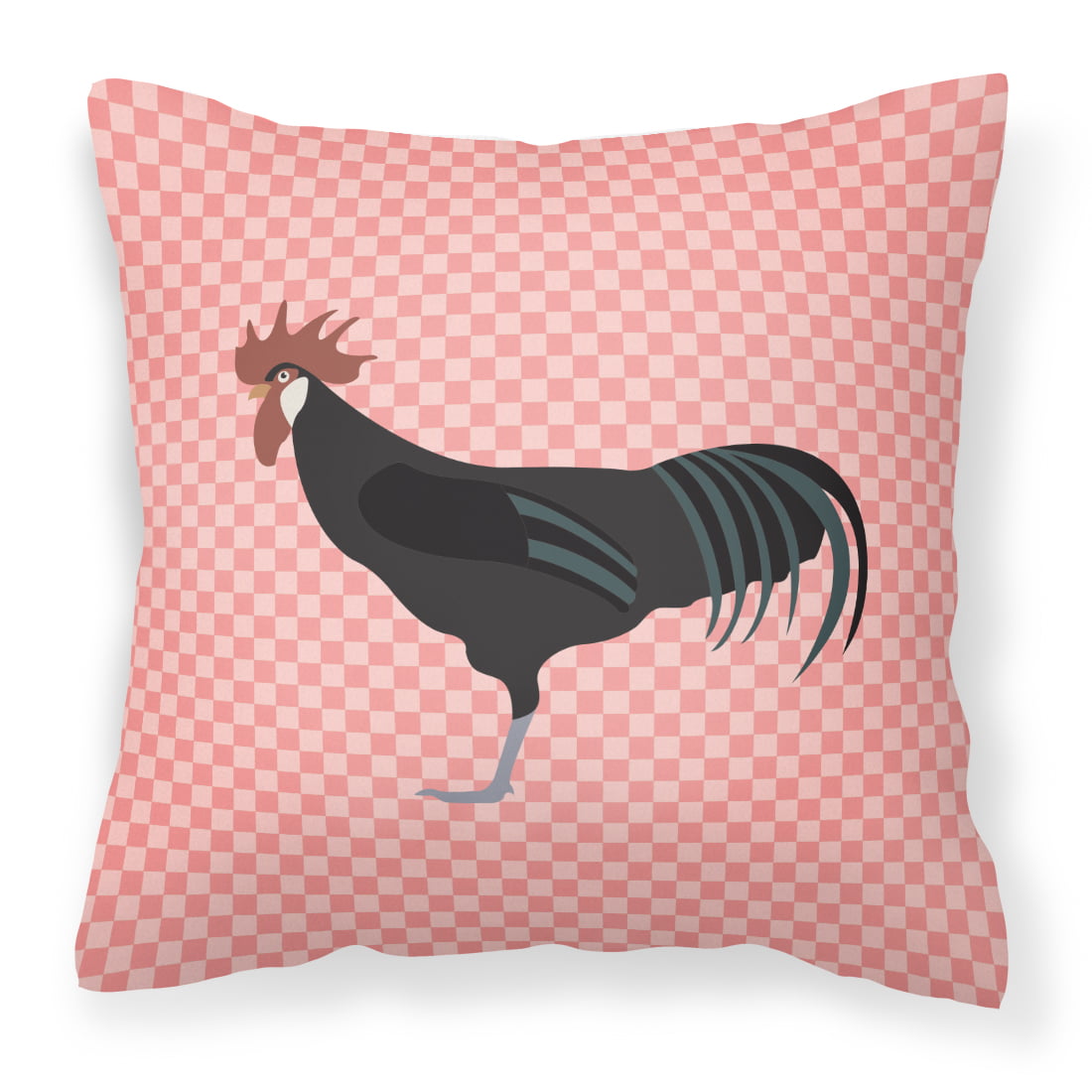 Minorca Ctalalan Chicken Pink Check Fabric Decorative Pillow - 14 x 14 in.
