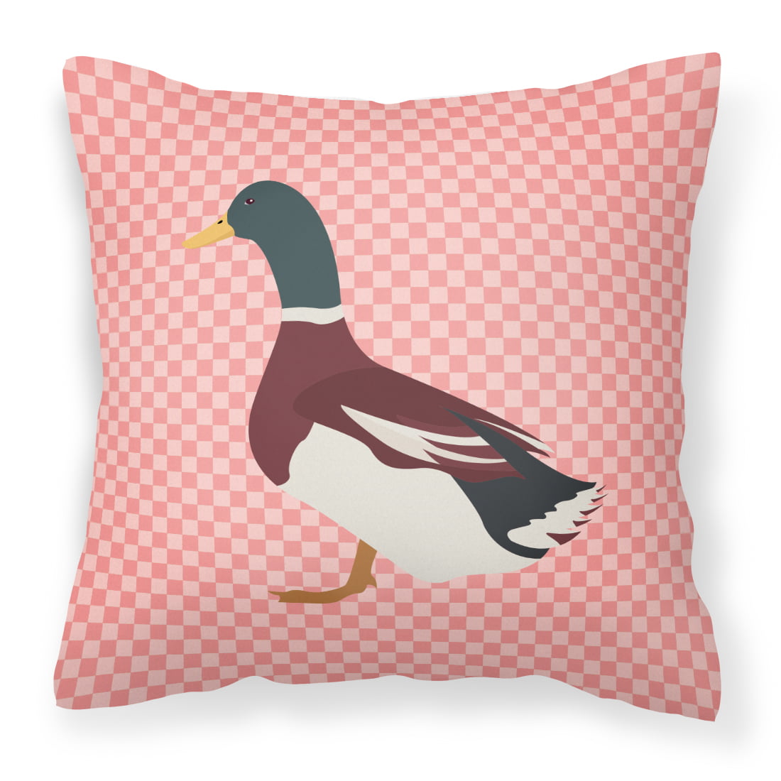 Rouen Duck Pink Check Fabric Decorative Pillow - 14 x 14 in.