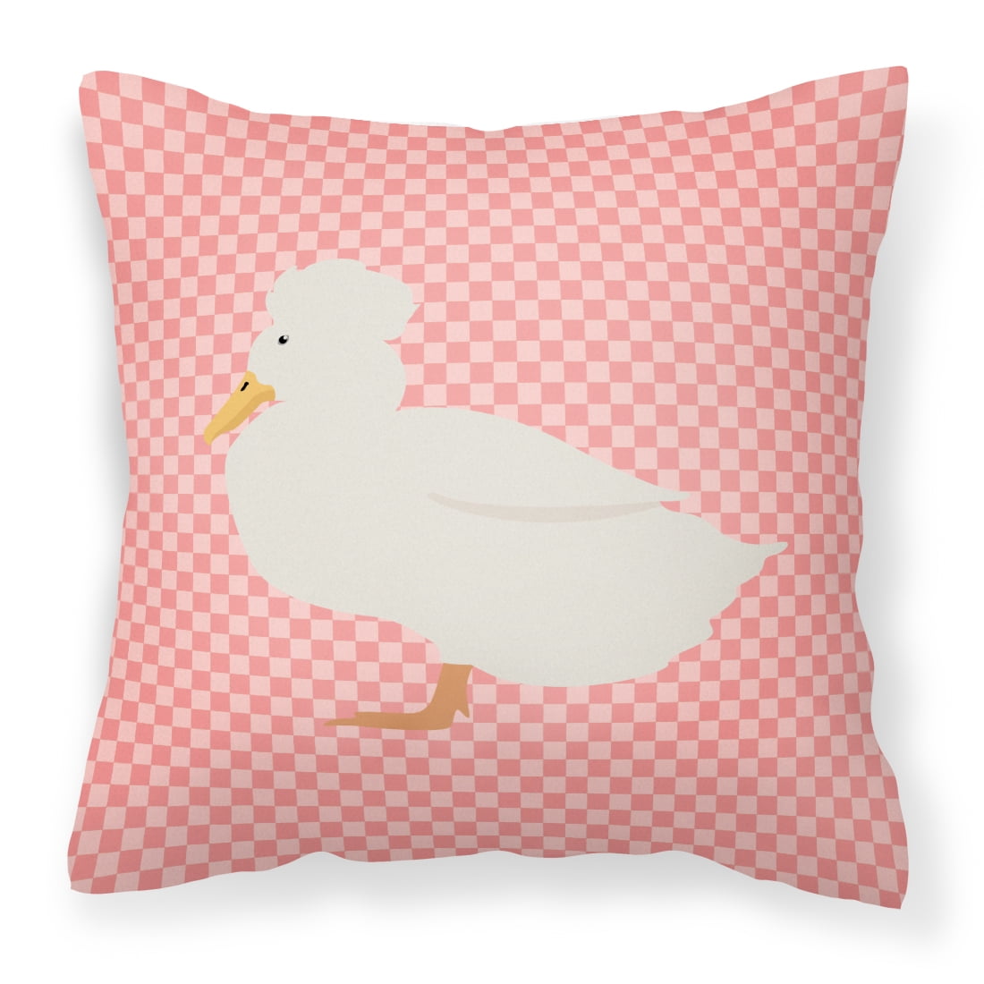 Crested Duck Pink Check Fabric Decorative Pillow - 14 x 14 in.