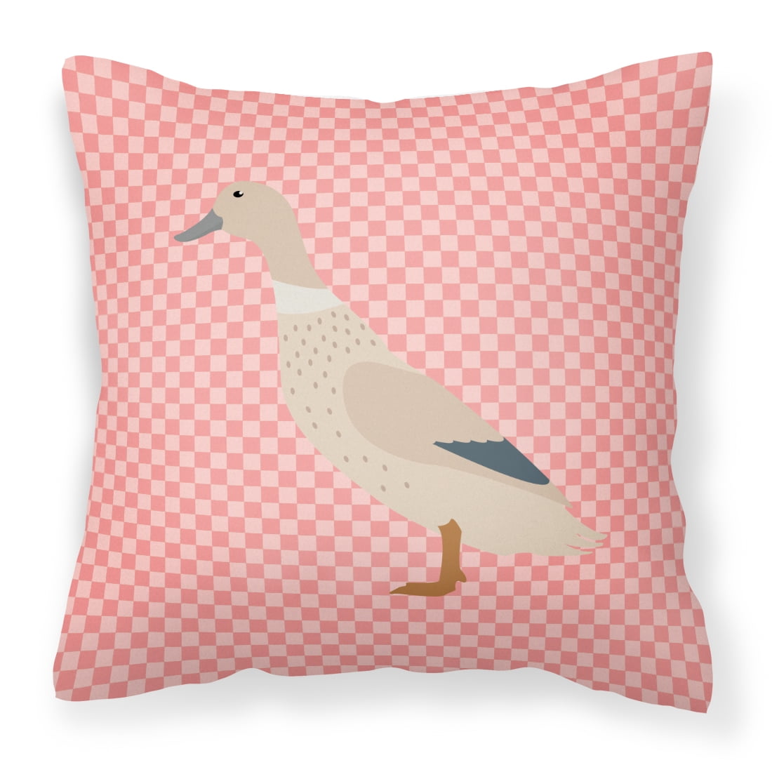 West Harlequin Duck Pink Check Fabric Decorative Pillow - 14 x 14 in.