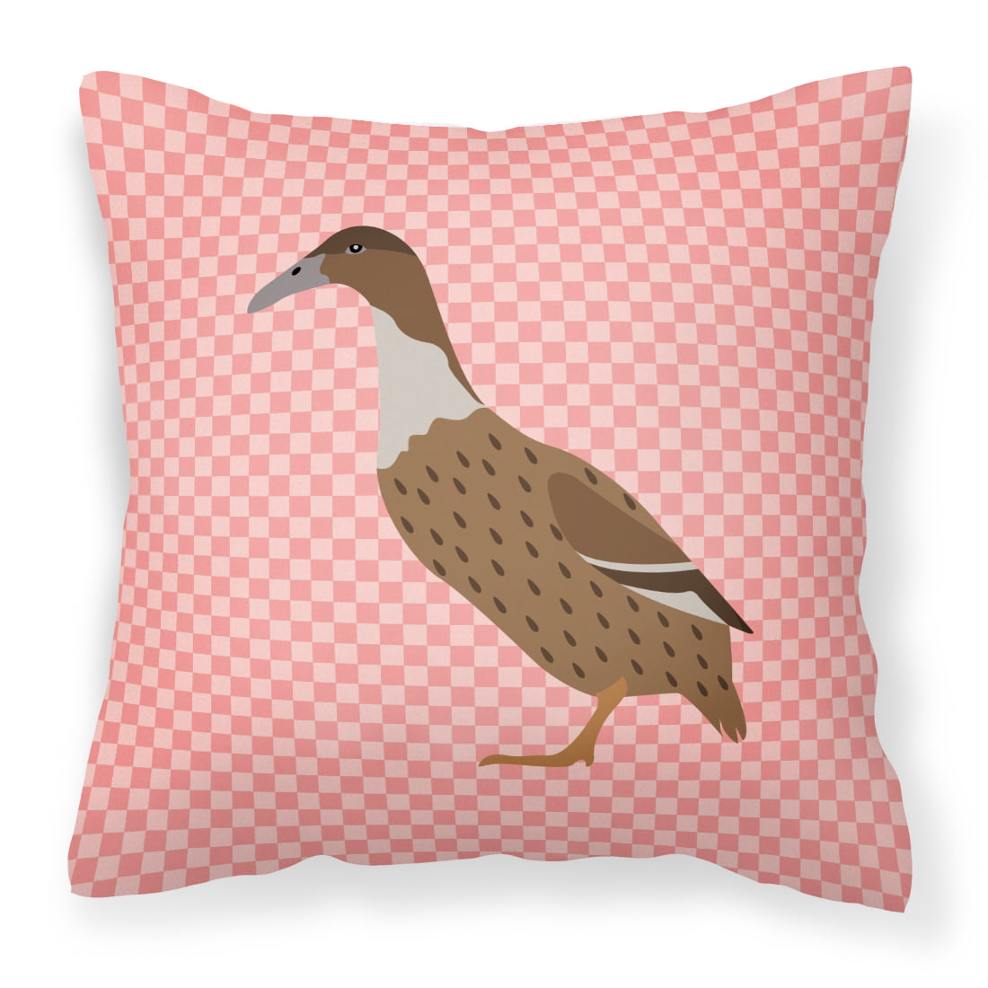 Dutch Hook Bill Duck Pink Check Fabric Decorative Pillow - 14 x 14 in.