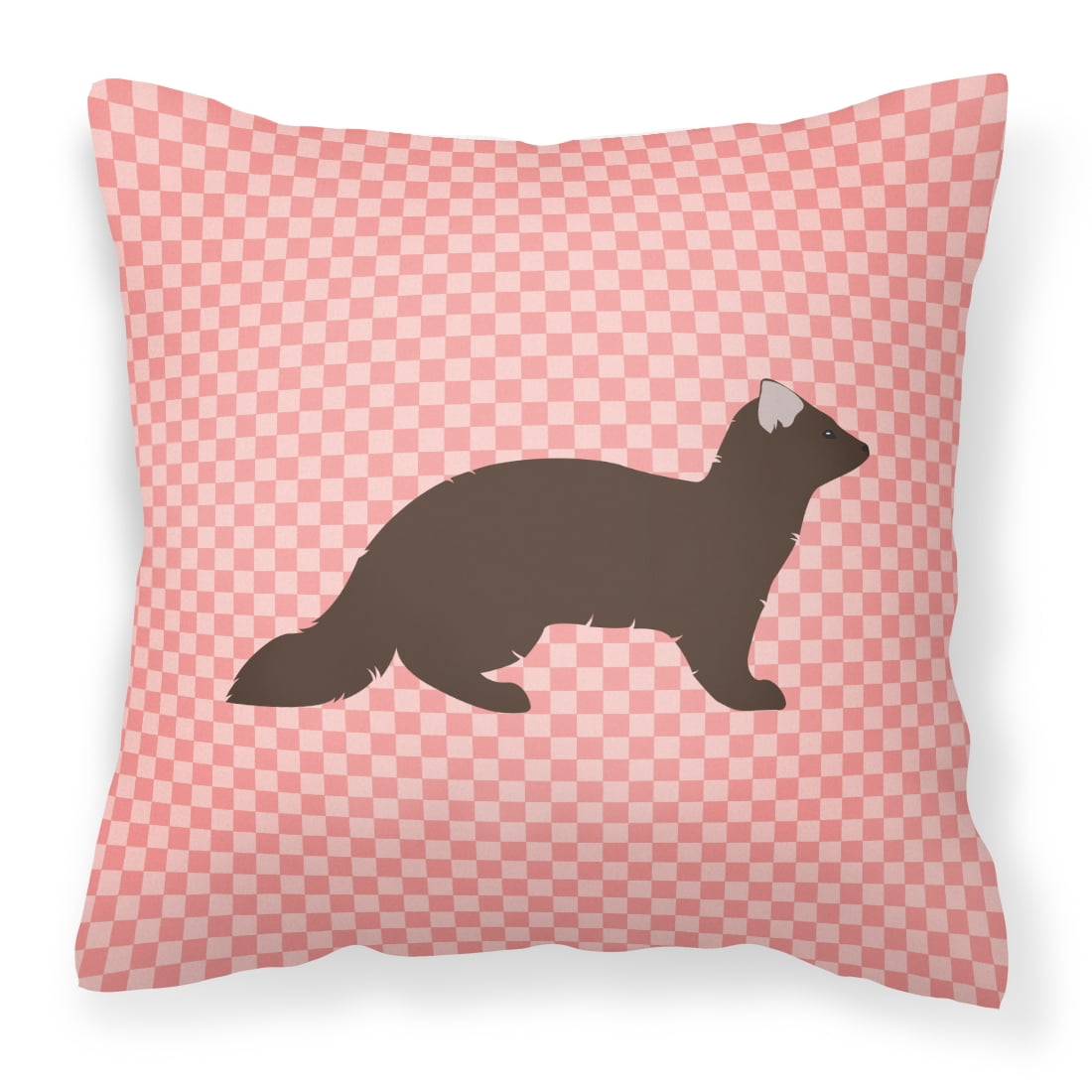Sable Marten Pink Check Fabric Decorative Pillow - 14 x 14 in.