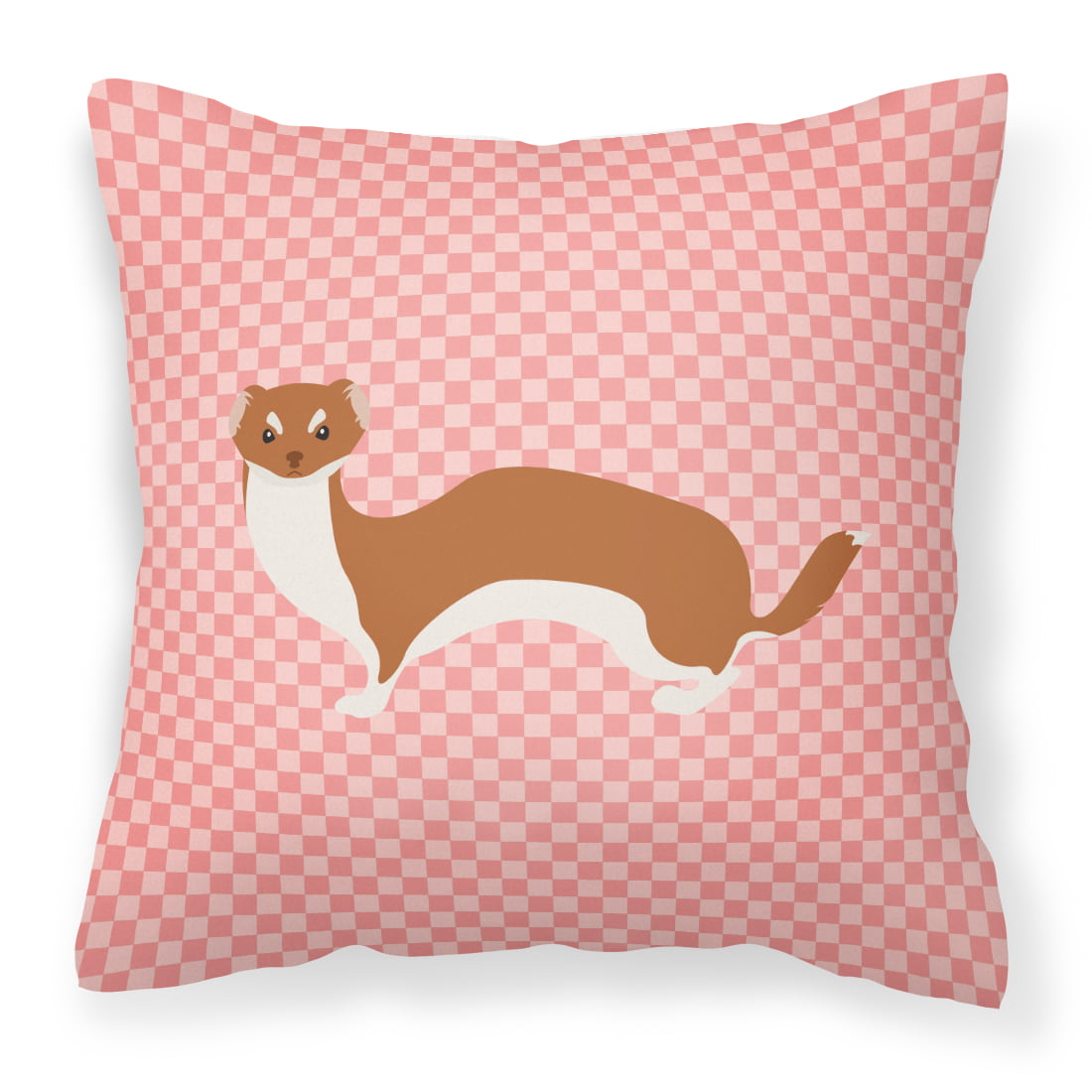 Weasel Pink Check Fabric Decorative Pillow - 14 x 14 in.