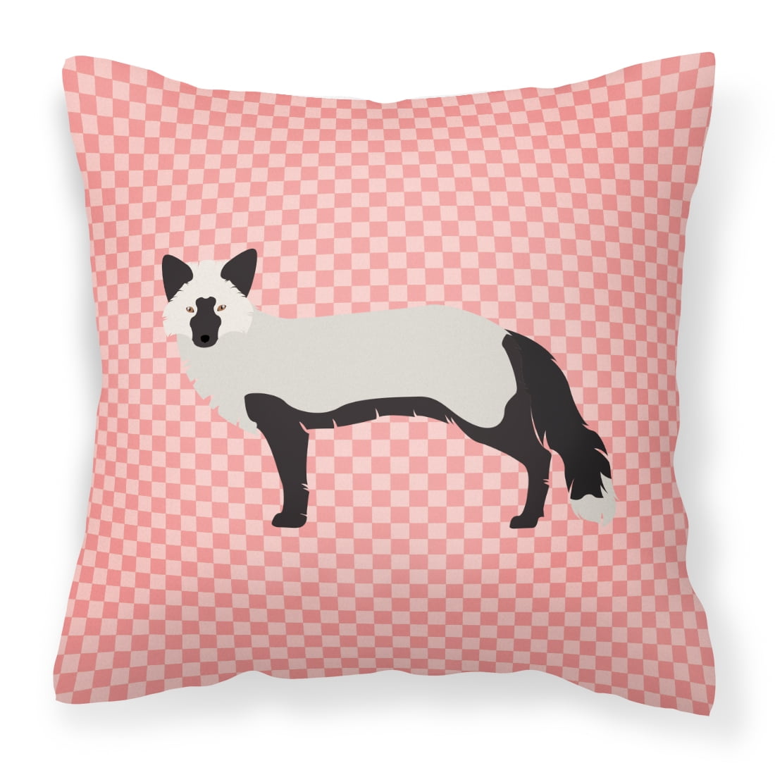Silver Fox Pink Check Fabric Decorative Pillow - 14 x 14 in.