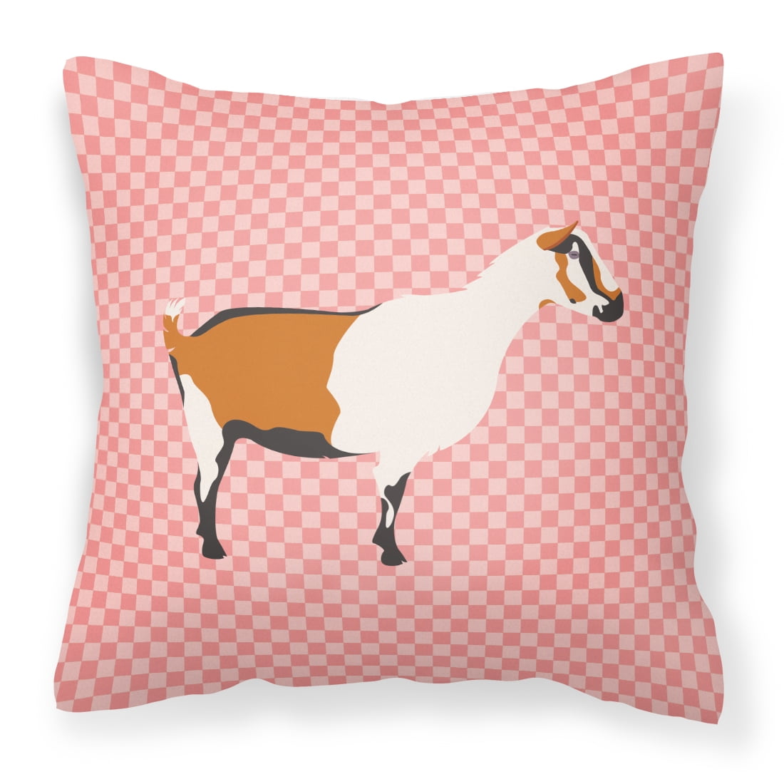 Alpine Goat Pink Check Fabric Decorative Pillow - 14 x 14 in.