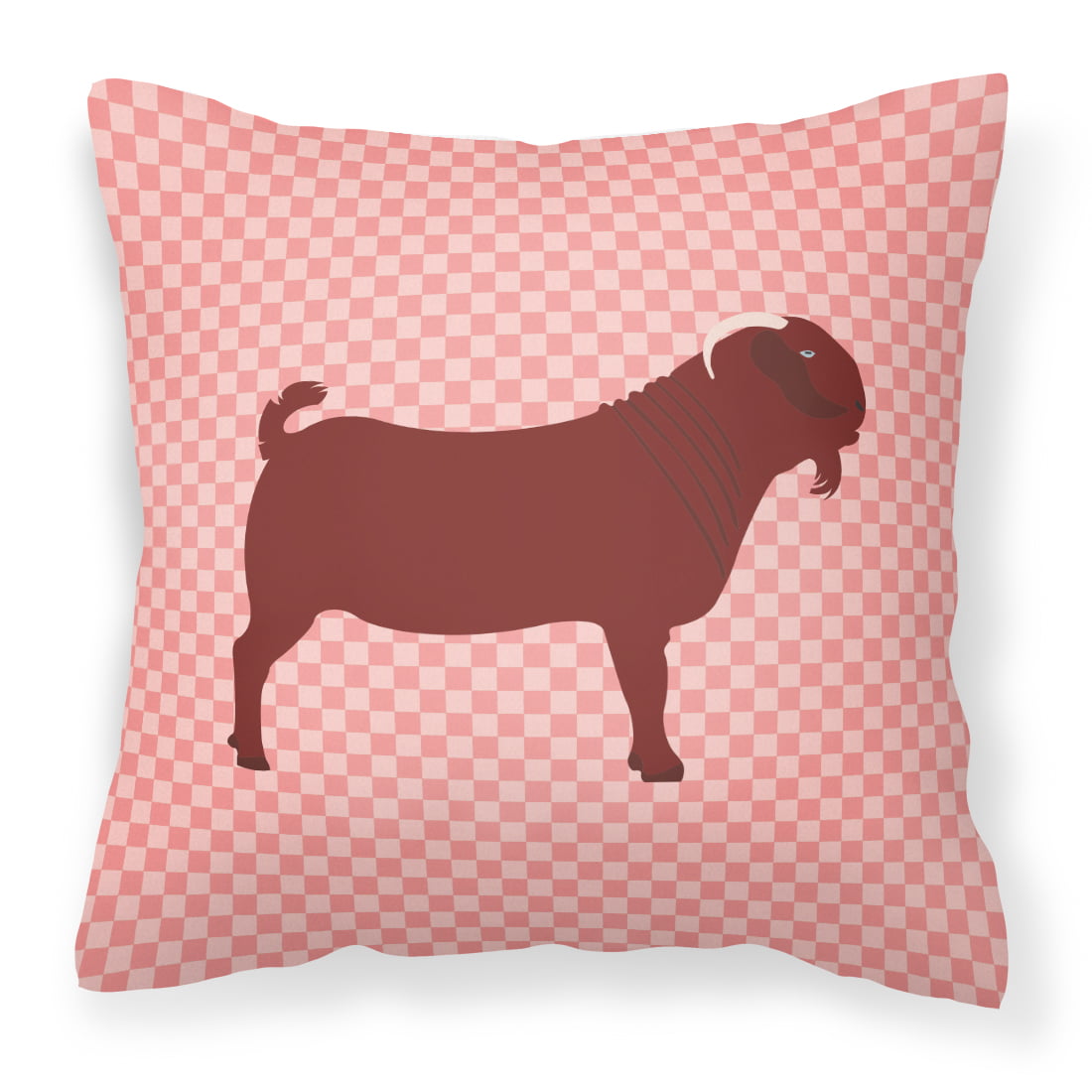 Kalahari Red Goat Pink Check Fabric Decorative Pillow - 14 x 14 in.