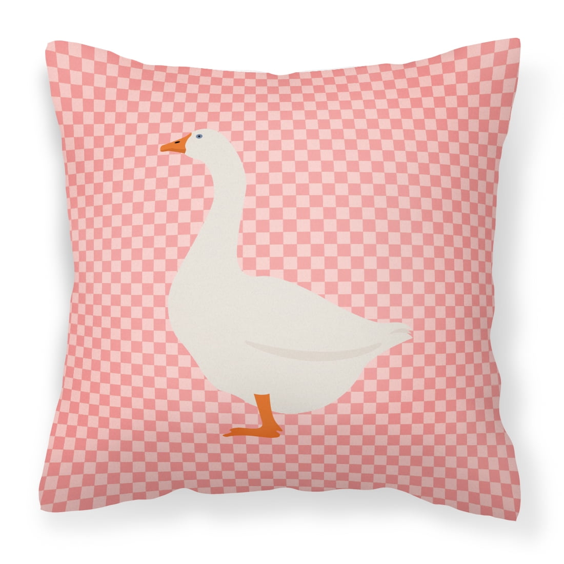 Embden Goose Pink Check Fabric Decorative Pillow - 14 x 14 in.
