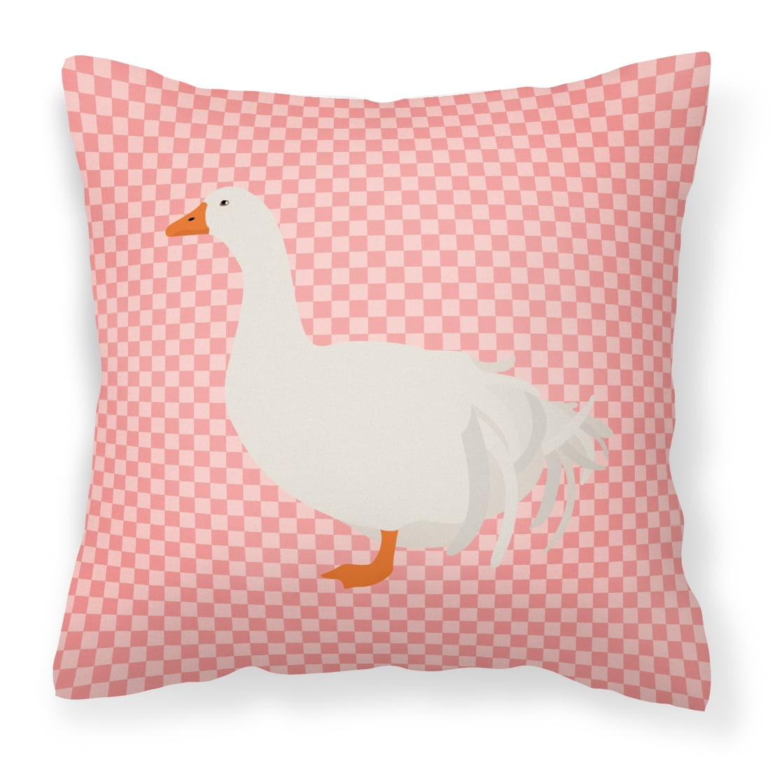Sebastopol Goose Pink Check Fabric Decorative Pillow - 14 x 14 in.
