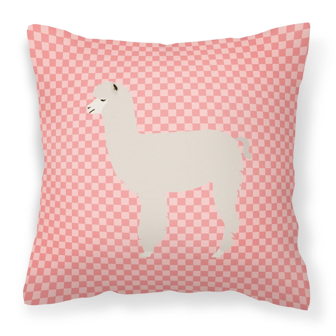 Alpaca Pink Check Fabric Decorative Pillow - 14 x 14 in.
