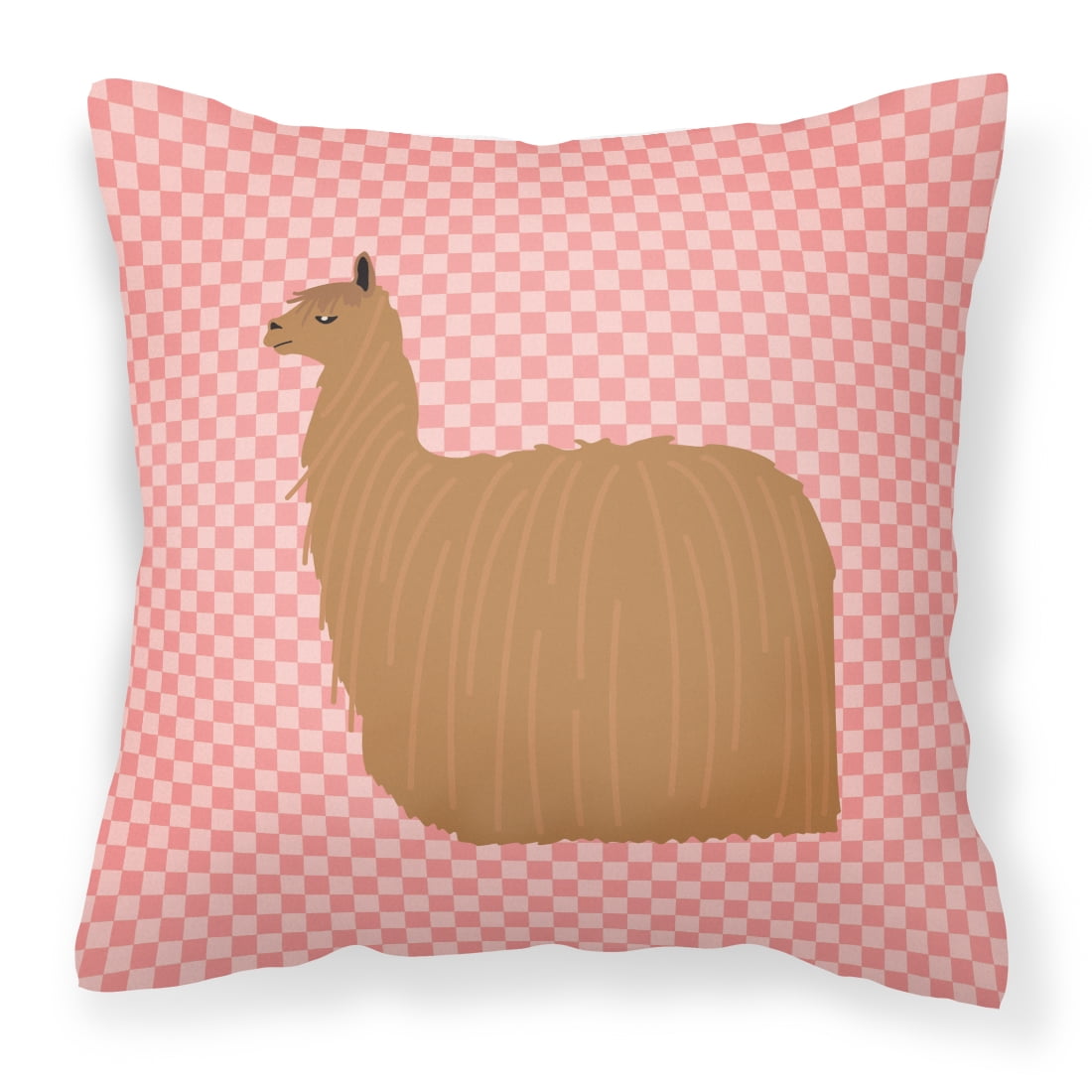 Alpaca Suri Pink Check Fabric Decorative Pillow - 14 x 14 in.