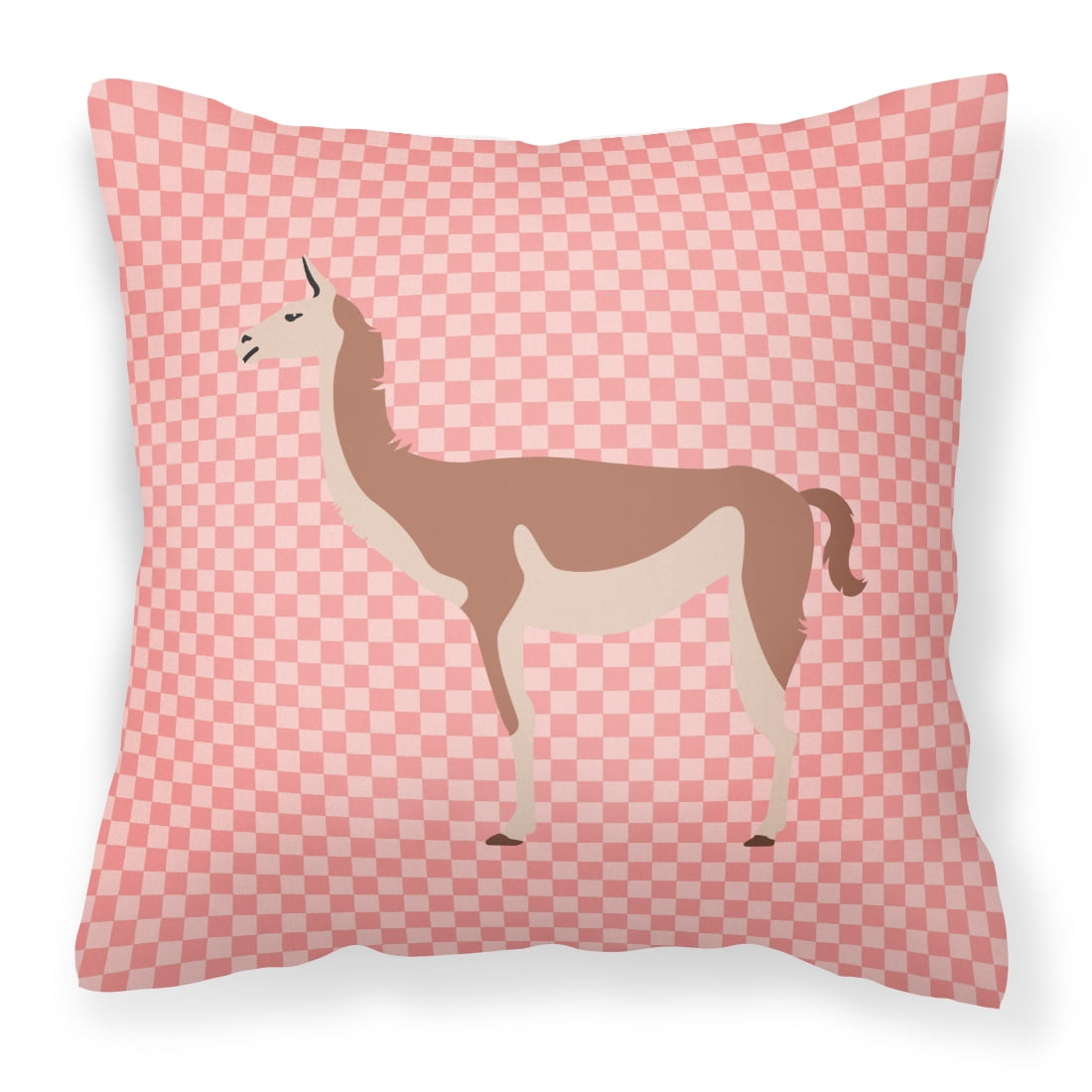 Guanaco Pink Check Fabric Decorative Pillow - 14 x 14 in.