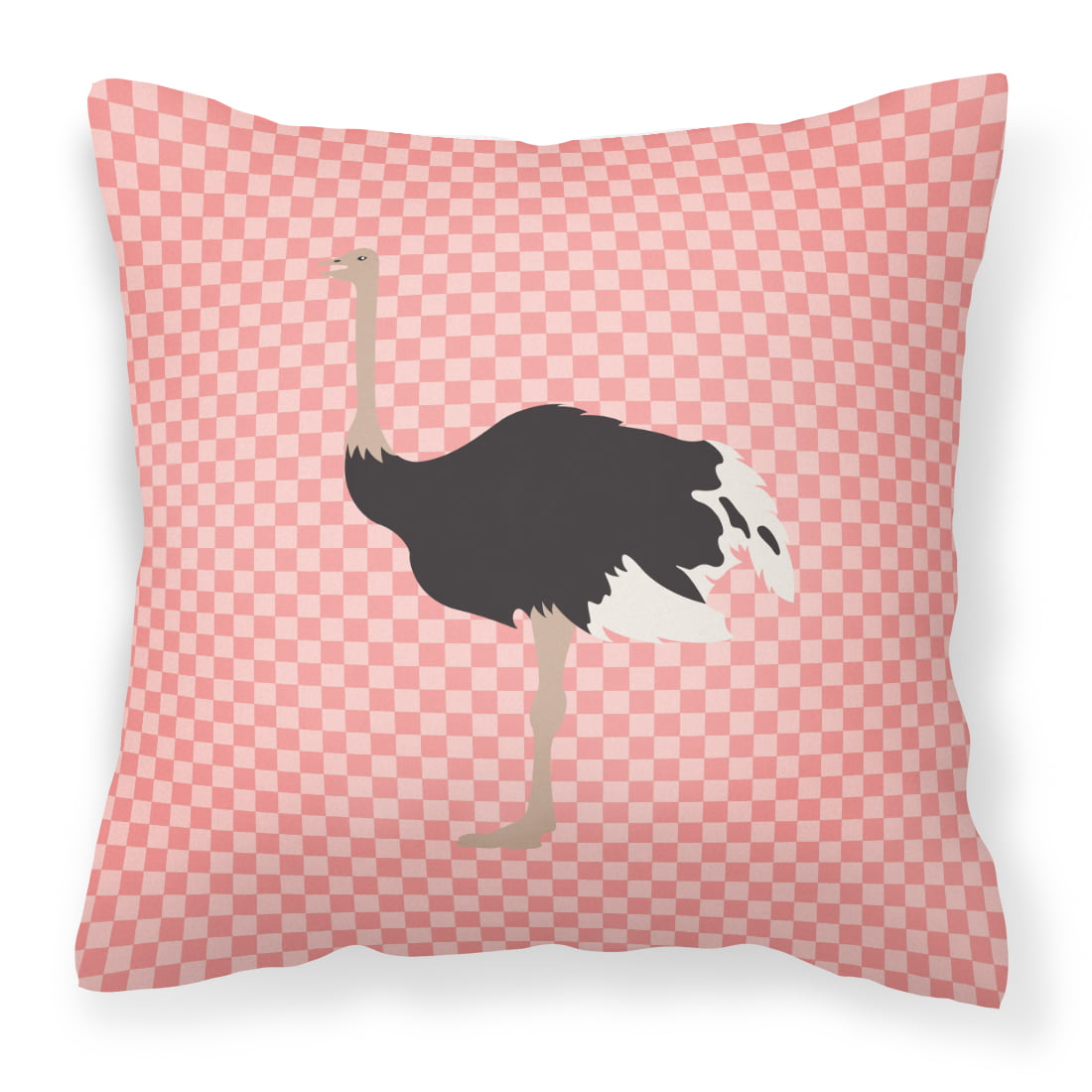 Common Ostrich Pink Check Fabric Decorative Pillow - 14 x 14 in.