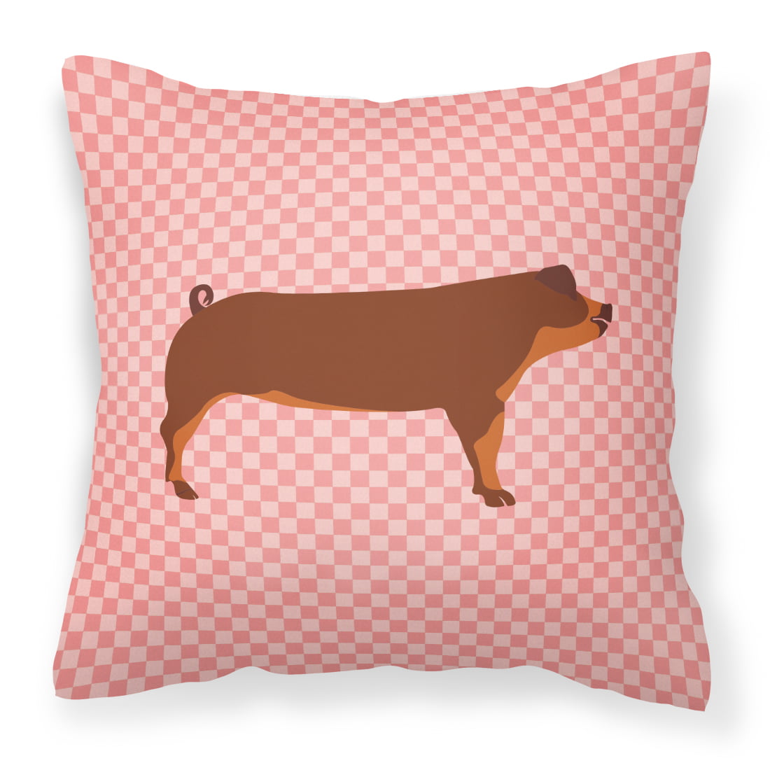 Duroc Pig Pink Check Fabric Decorative Pillow - 14 x 14 in.