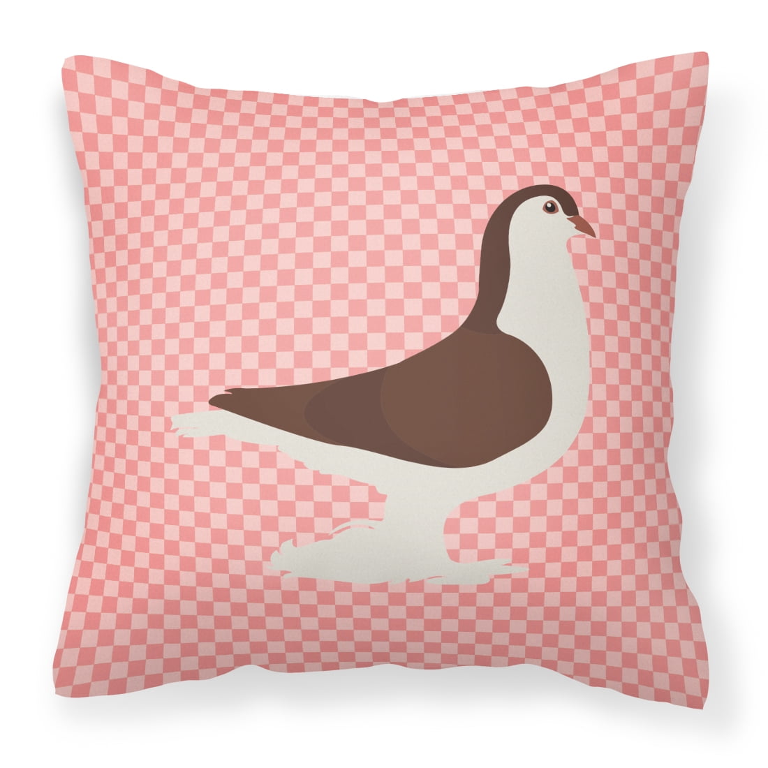 Large Pigeon Pink Check Fabric Decorative Pillow - 14 x 14 in.