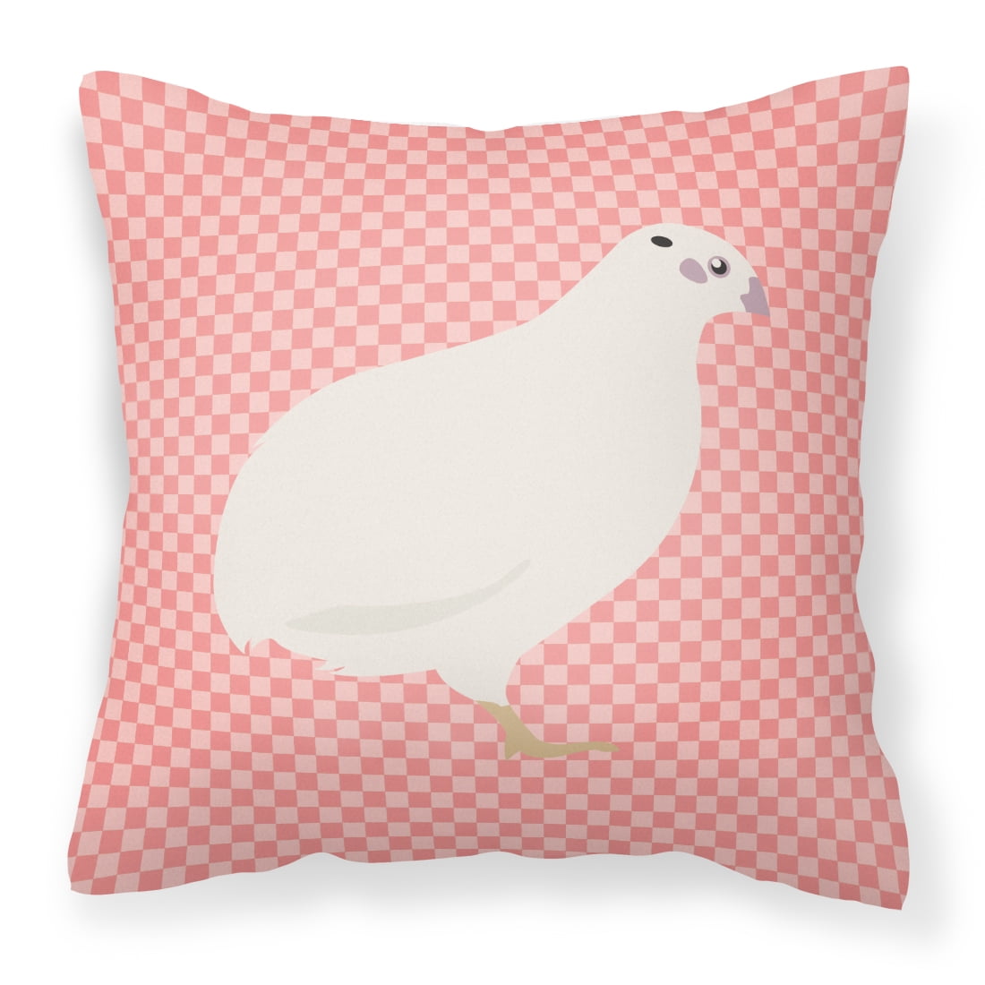 Texas Quail Pink Check Fabric Decorative Pillow - 14 x 14 in.