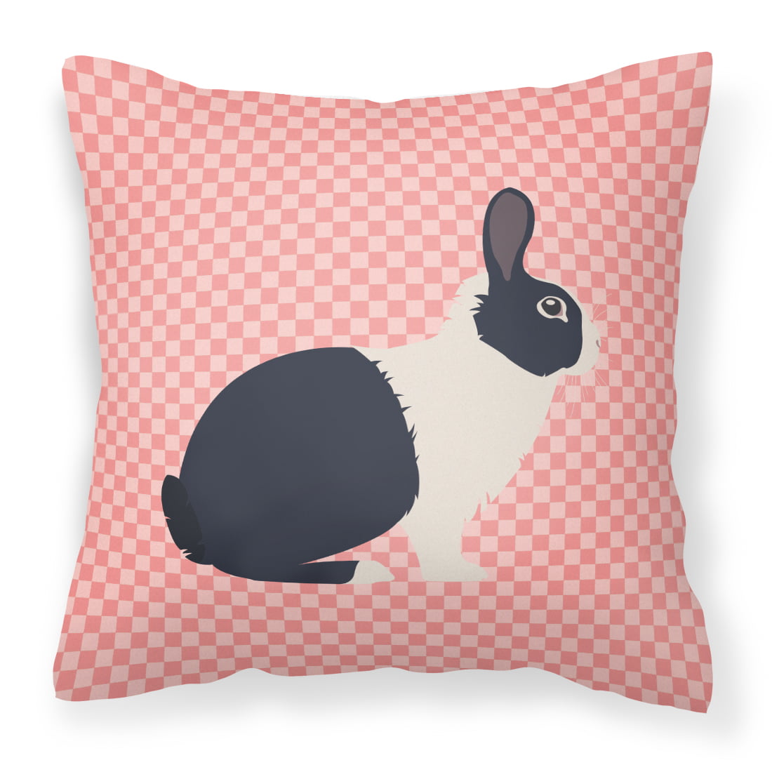 Dutch Rabbit Pink Check Fabric Decorative Pillow - 14 x 14 in.