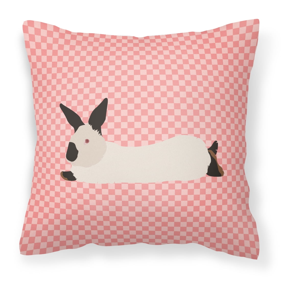 Picture of Carolines Treasures BB7967PW1414 California White Rabbit Pink Check Fabric Decorative Pillow, 14 x 14 in.