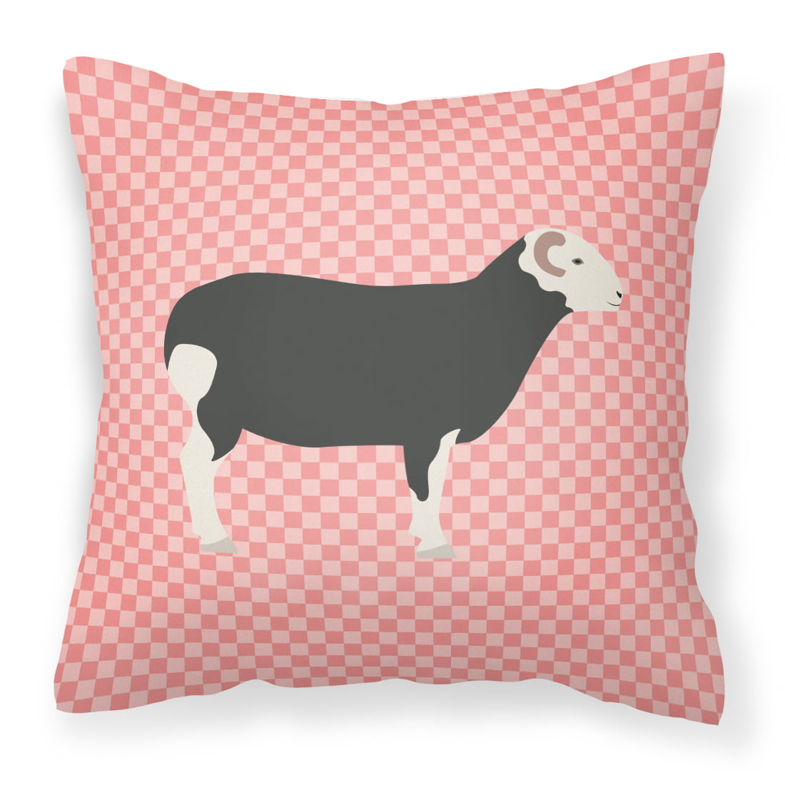 Herwick Sheep Pink Check Fabric Decorative Pillow - 14 x 14 in.