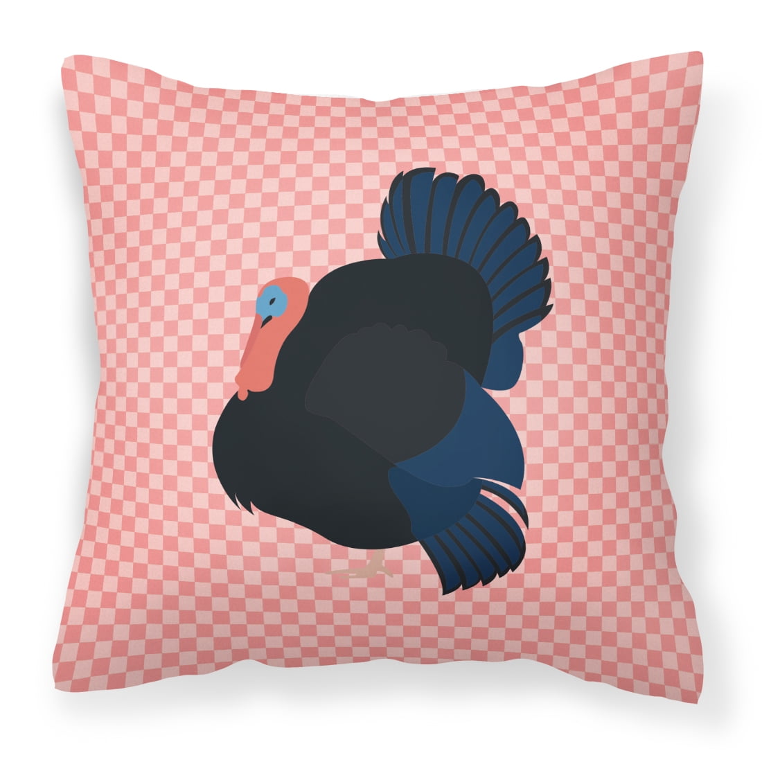 Norfolk Black Turkey Pink Check Fabric Decorative Pillow - 14 x 14 in.