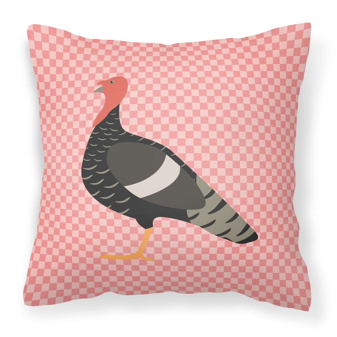 Marragansett Turkey Pink Check Fabric Decorative Pillow - 14 x 14 in.