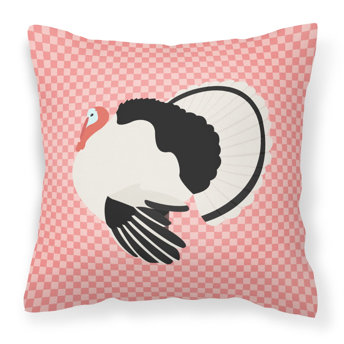 Royal Palm Turkey Pink Check Fabric Decorative Pillow - 14 x 14 in.
