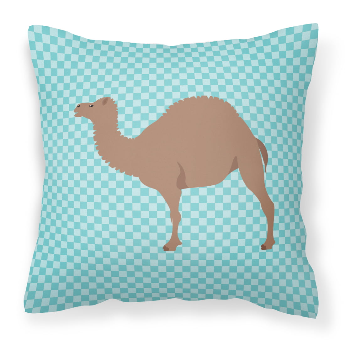 F1 Hybrid Camel Blue Check Fabric Decorative Pillow - 14 x 14 in.