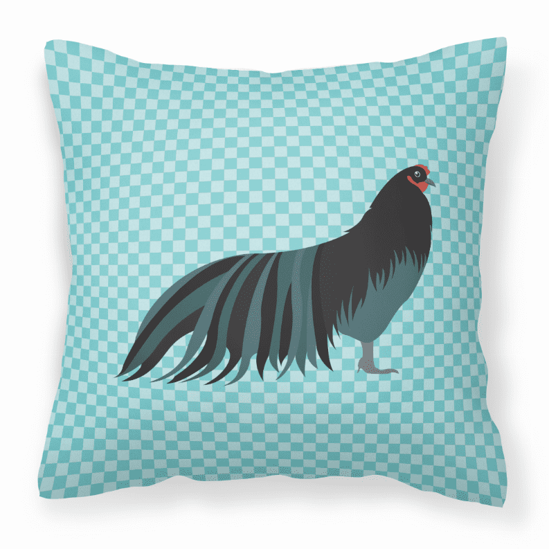 Sumatra Chicken Blue Check Fabric Decorative Pillow - 14 x 14 in.