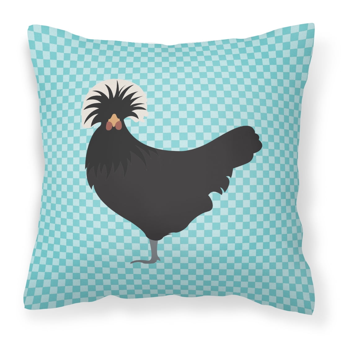 Polish Poland Chicken Blue Check Fabric Decorative Pillow, 14 x 14 in.