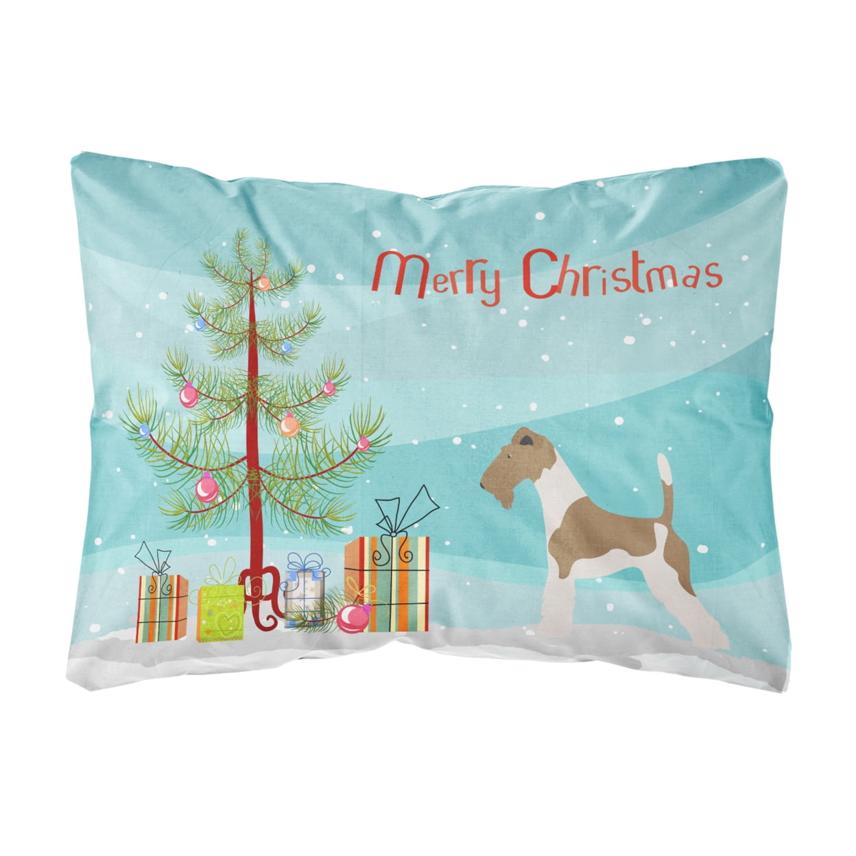Picture of Carolines Treasures BB8446PW1216 Wire Fox Terrier Christmas Canvas Fabric Decorative Pillow