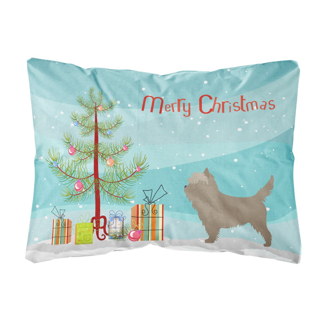 Cairn Terrier Christmas Canvas Fabric Decorative Pillow - Multi-Colored - 12 L x 3 W x 16 H in.