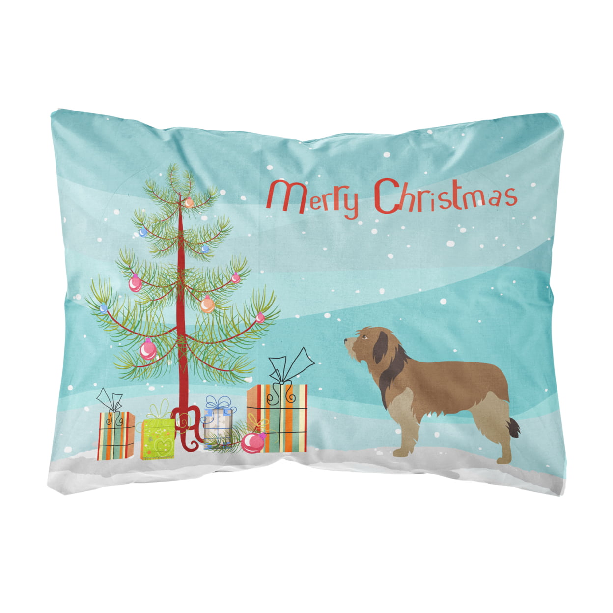Catalan Sheepdog Christmas Canvas Fabric Decorative Pillow - Multi-Colored - 12 L x 3 W x 16 H in.