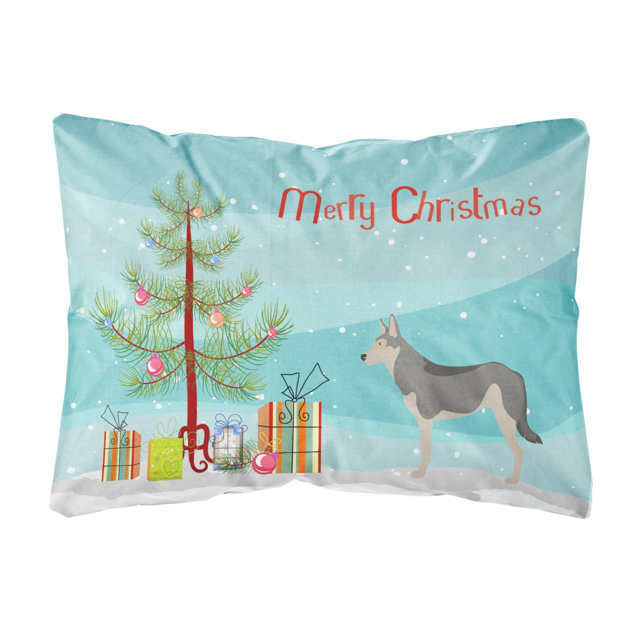 Saarloos Wolfdog Christmas Canvas Fabric Decorative Pillow - Multi-Colored