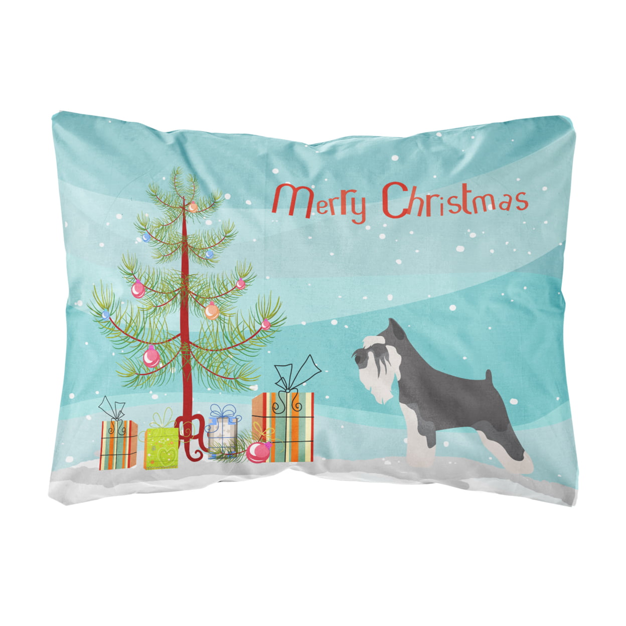 Miniature Schnauzer Christmas Canvas Fabric Decorative Pillow - Multi-Colored