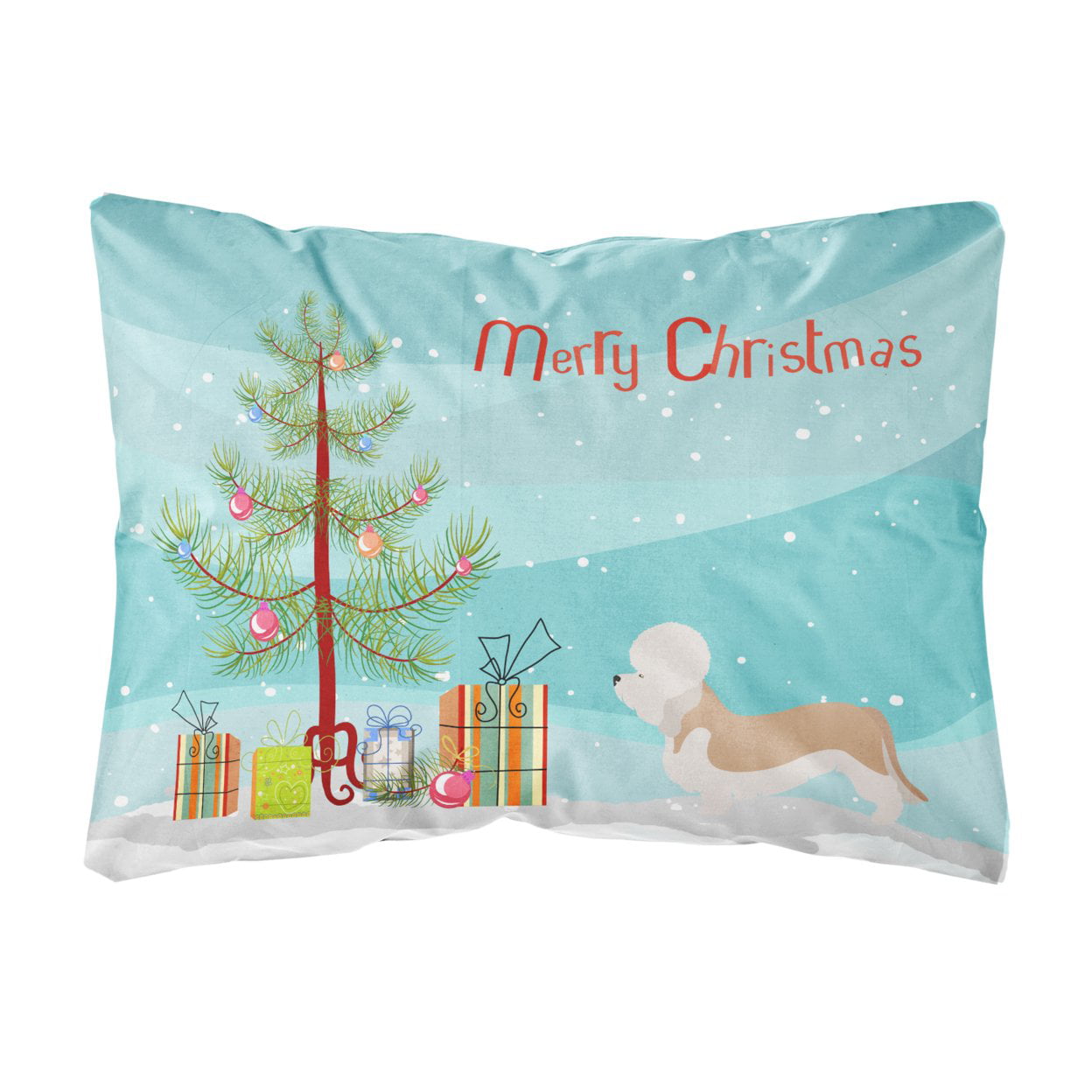 Dandie Dinmont Terrier Christmas Canvas Fabric Decorative Pillow - Multi-Colored