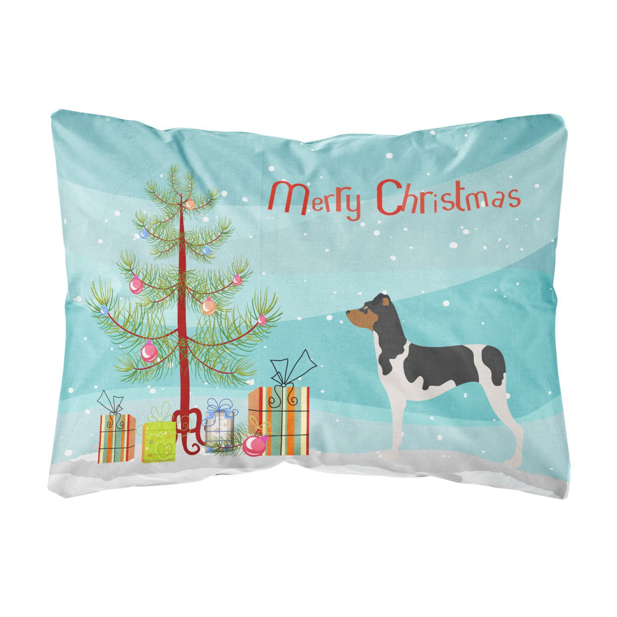 Brazilian Terrier Christmas Canvas Fabric Decorative Pillow - Multi-Colored - 12 L x 3 W x 16 H in.