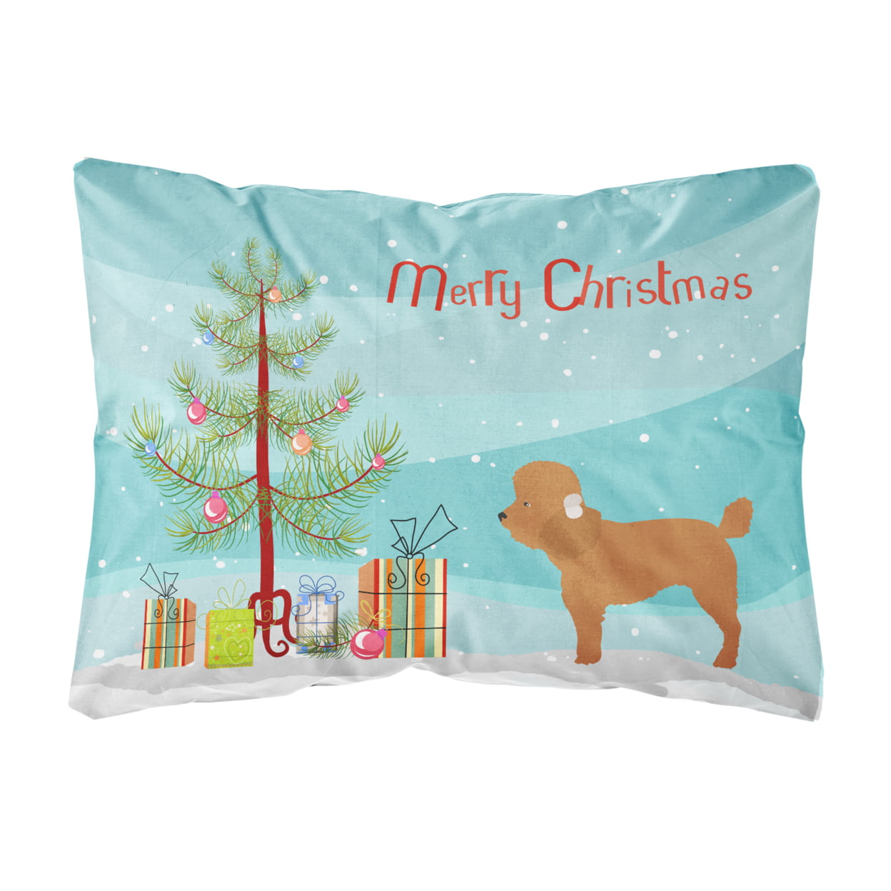Toy Poodle Christmas Canvas Fabric Decorative Pillow - Multi-Colored - 12 L x 3 W x 16 H in.