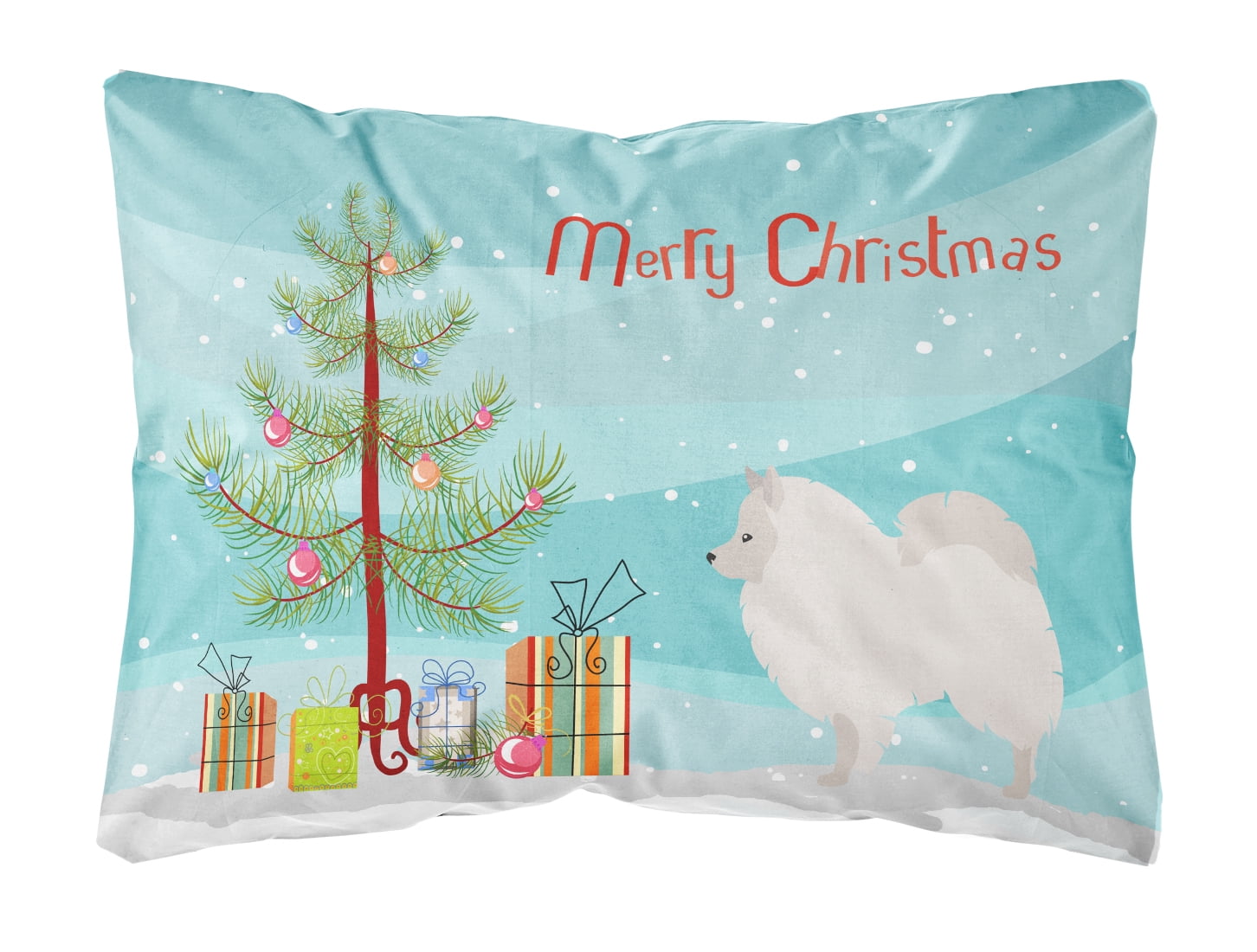 German Spitz Christmas Canvas Fabric Decorative Pillow - Multi-Colored - 12 L x 3 W x 16 H in.