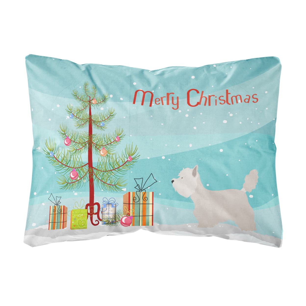 BB8480PW1216 Westie Christmas Canvas Fabric Decorative Pillow