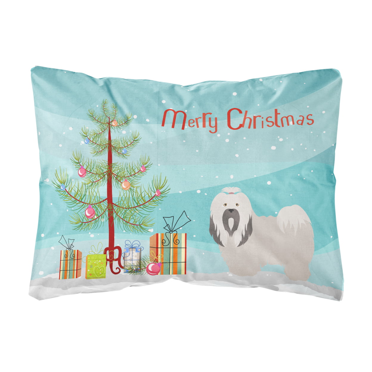 Lhasa Apso Christmas Canvas Fabric Decorative Pillow - Multi-Colored