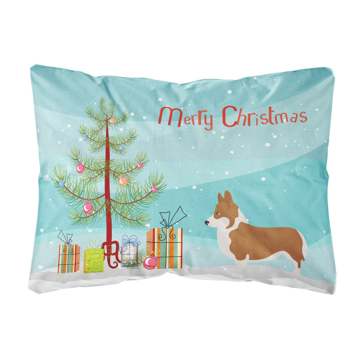 Pembroke Welsh Corgi Christmas Canvas Fabric Decorative Pillow - Multi-Colored - 12 L x 3 W x 16 H in.