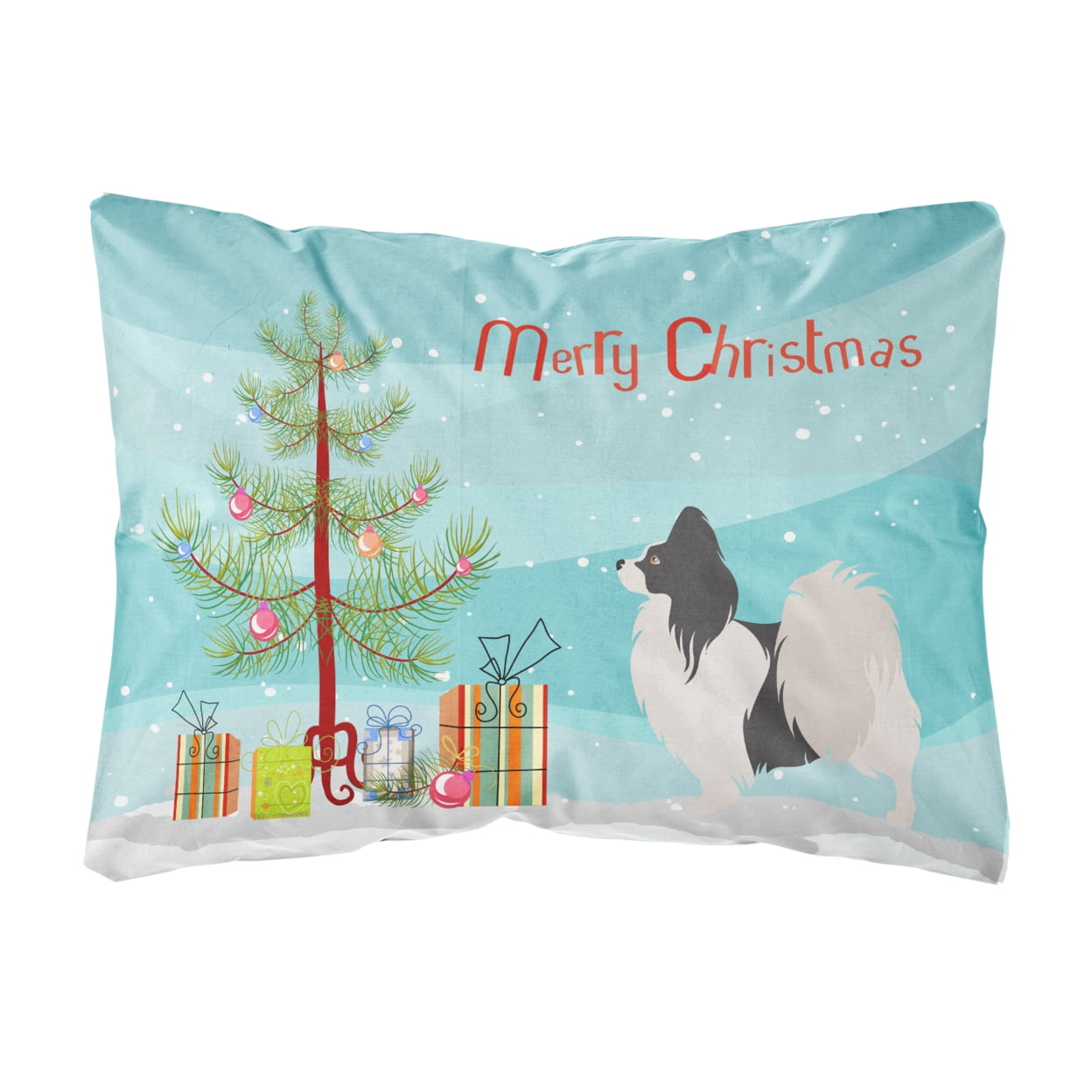 Papillon Christmas Canvas Fabric Decorative Pillow - Multi-Colored