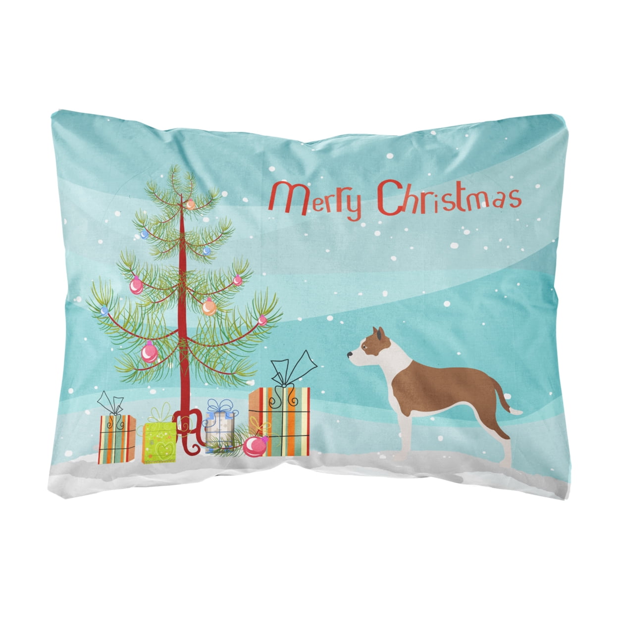 Picture of Carolines Treasures BB8487PW1216 Pit Bull Terrier Christmas Canvas Fabric Decorative Pillow