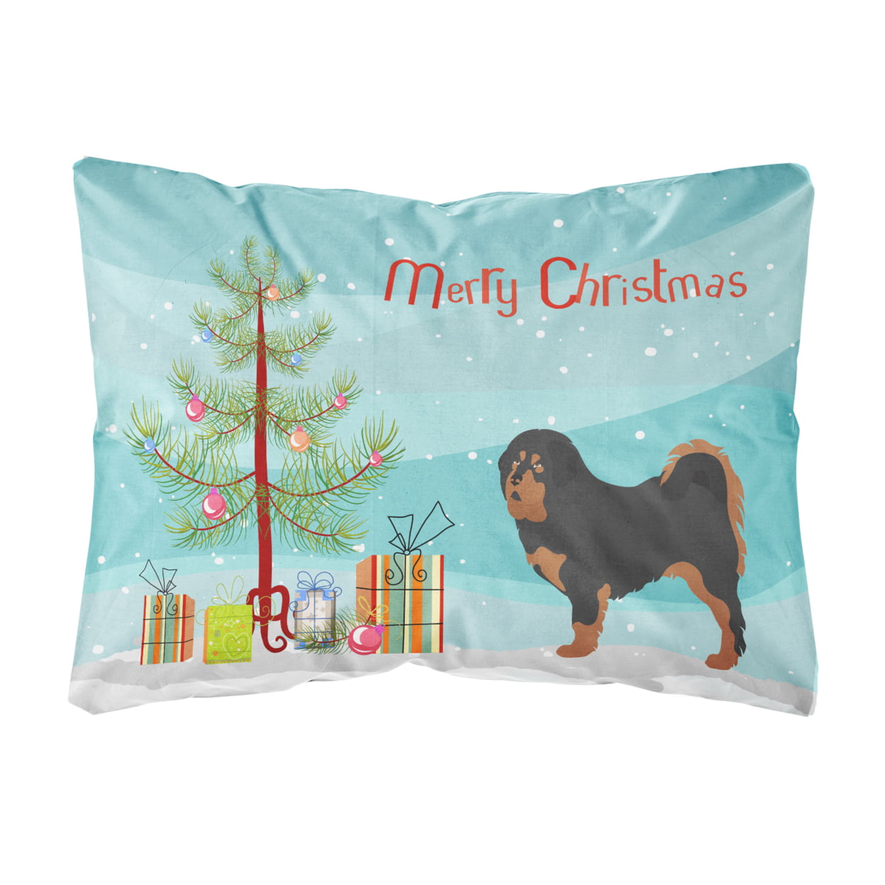 Tibetan Mastiff Christmas Canvas Fabric Decorative Pillow - Multi-Colored