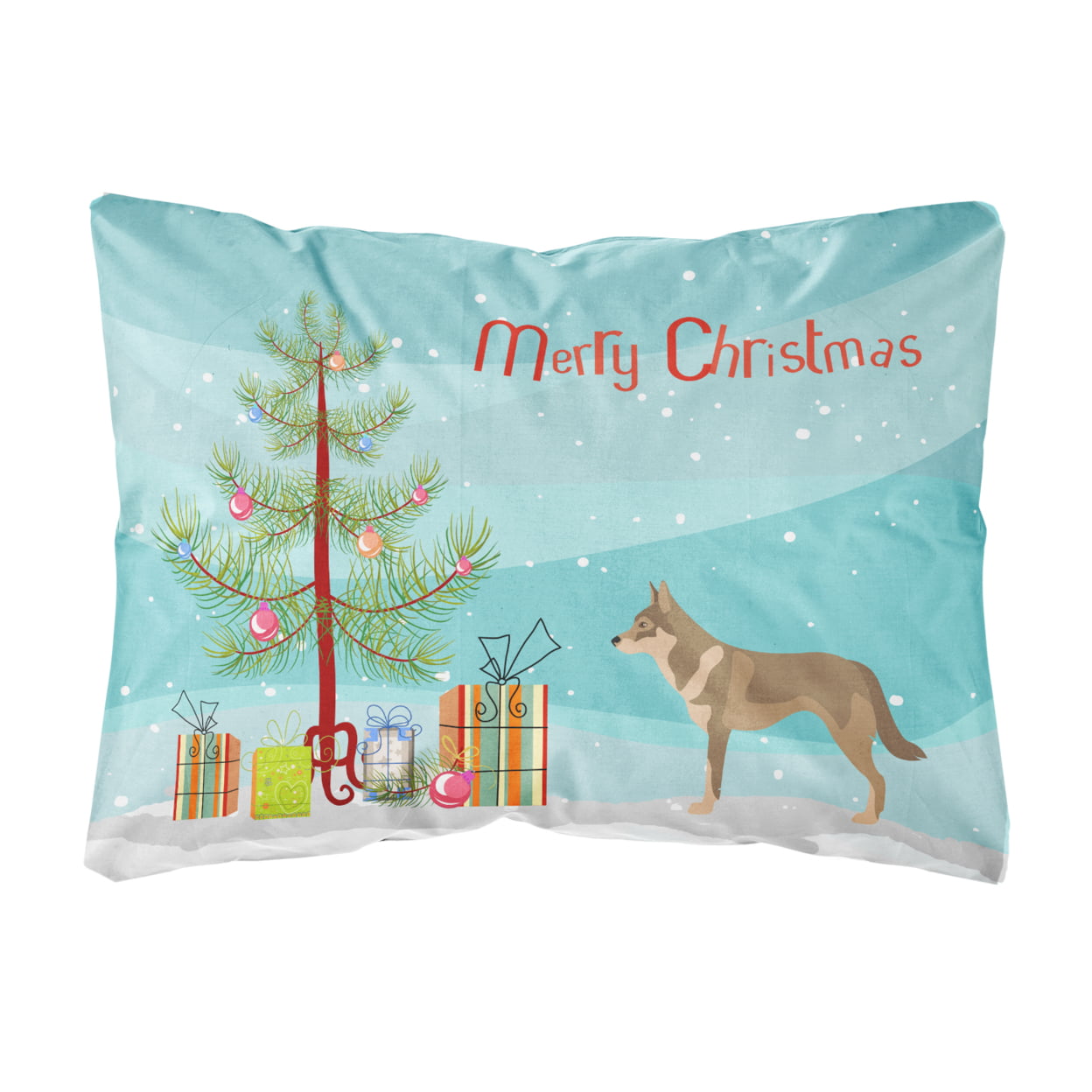 Czechoslovakian Wolfdog Christmas Canvas Fabric Decorative Pillow - Multi-Colored - 12 L x 3 W x 16 H in.