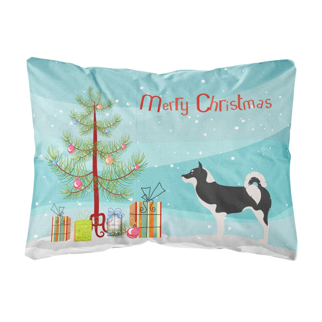 Greenland Dog Christmas Canvas Fabric Decorative Pillow - Multi-Colored