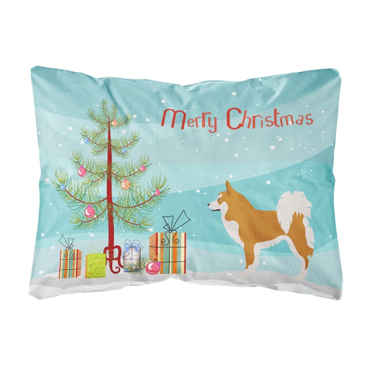 Icelandic Sheepdog Christmas Canvas Fabric Decorative Pillow - Multi-Colored - 12 L x 3 W x 16 H in.