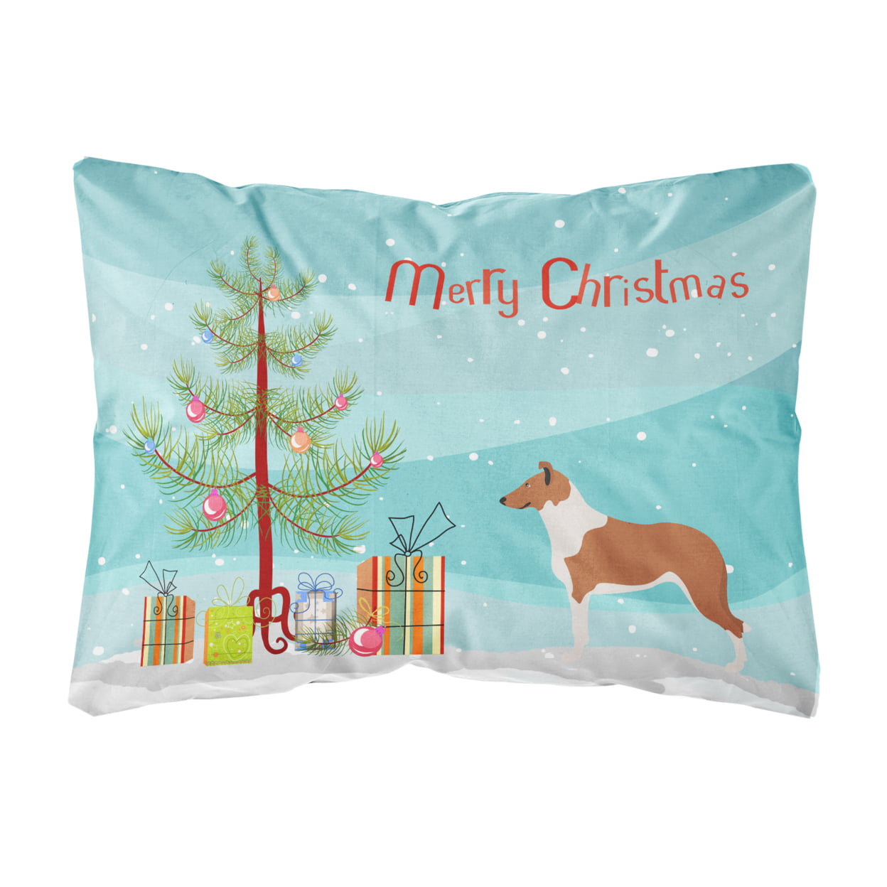 Smooth Collie Christmas Canvas Fabric Decorative Pillow - Multi-Colored